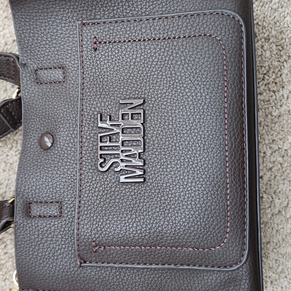Steve Madden Black Crossbody Bag with Brown Strap - Picture 2 of 8
